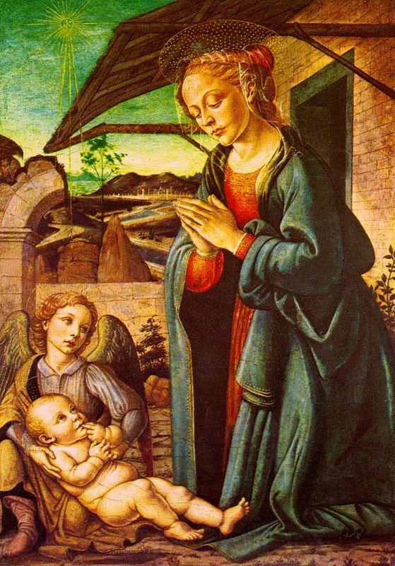 BOTTICINI, Francesco The Madonna Adoring the Child Jesus Norge oil painting art